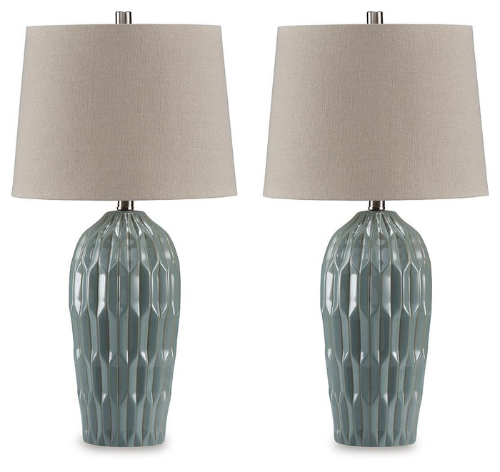 Hadbury - Ceramic Table Lamp (Set of 2) - Pale Blue / Teal image 1