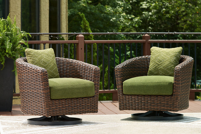 Horizon Hall - Swivel Lounge With Cushion - Brown / Green image 2