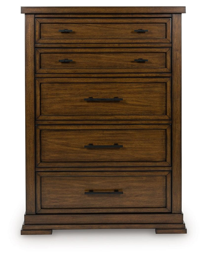 Taffenbrook - Five Drawer Chest - Medium Brown image 4