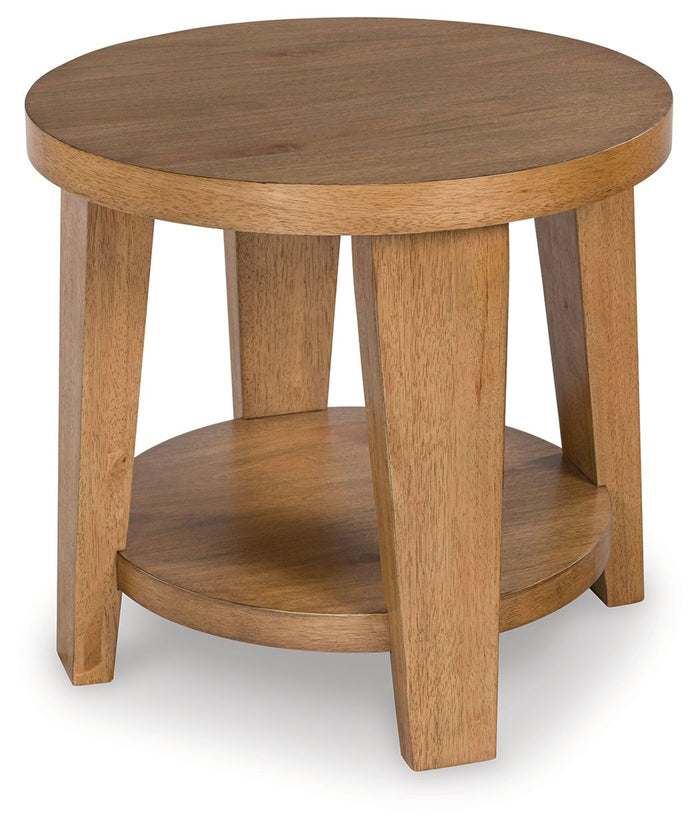 Kristiland - Round End Table - Light Brown image 2