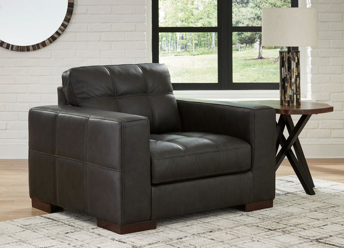 Luigi - Chair And A Half - Leather Match - Thunder image 4