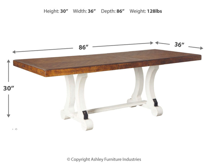 Valebeck - Rectangular Dining Room Table - White / Brown image 3