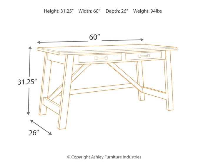 Baldridge - Home Office Large Leg Desk - Rustic Brown image 2