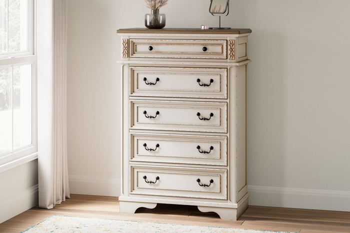 Realyn - Five Drawer Chest - White / Brown / Beige image 2