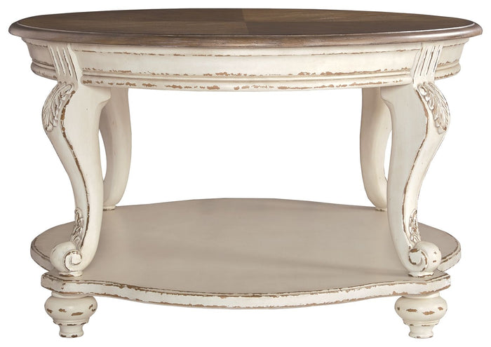 Realyn - Oval Cocktail Table - White / Brown image 3