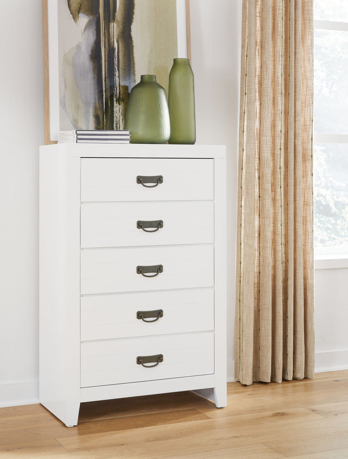 Binterglen - Five Drawer Chest - White image 2