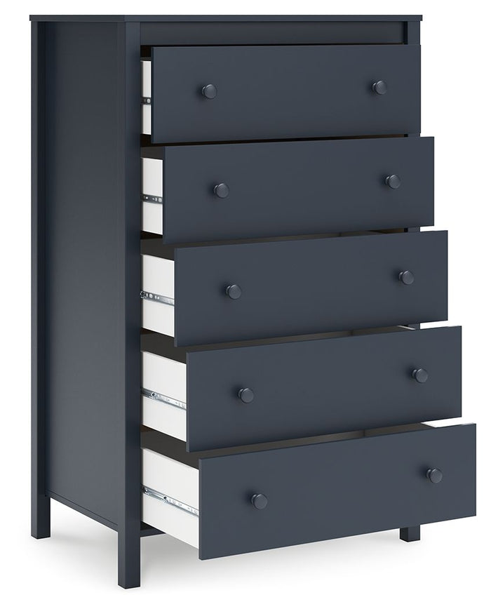 Simmenfort - Five Drawer Chest - Navy Blue image 3