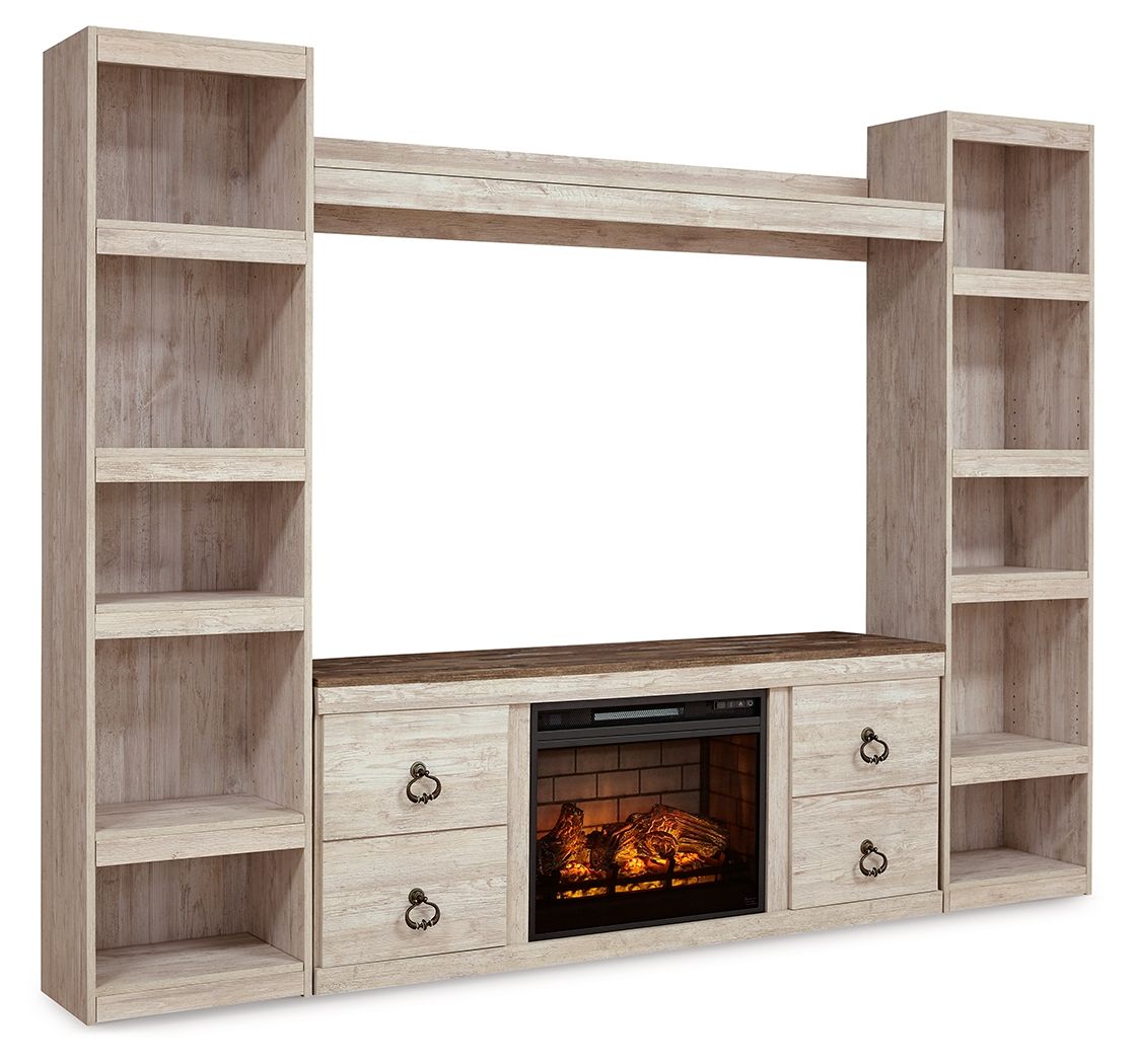 Beige / 5 Pc. Entertainment Center With Electric Fireplace