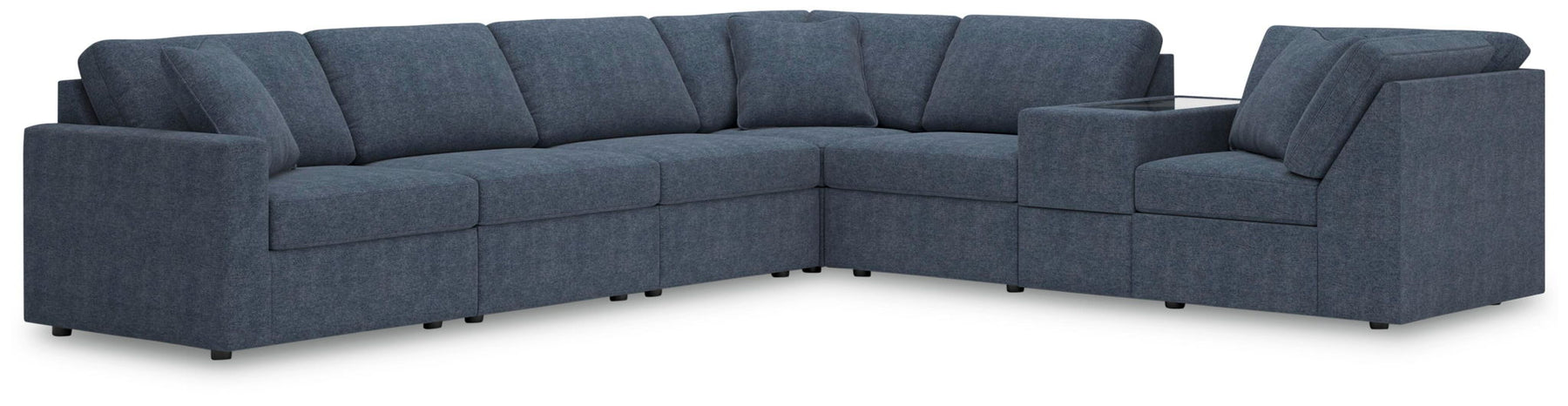 Blue / 7 Pc. Sectional With Storage Console And Laf Corner Chair