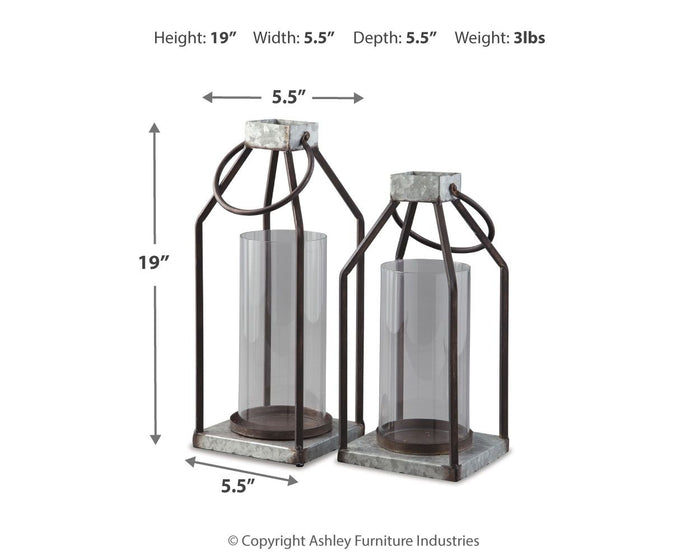 Diedrick - Lantern Set (Set of 2) - Gray / Black image 3
