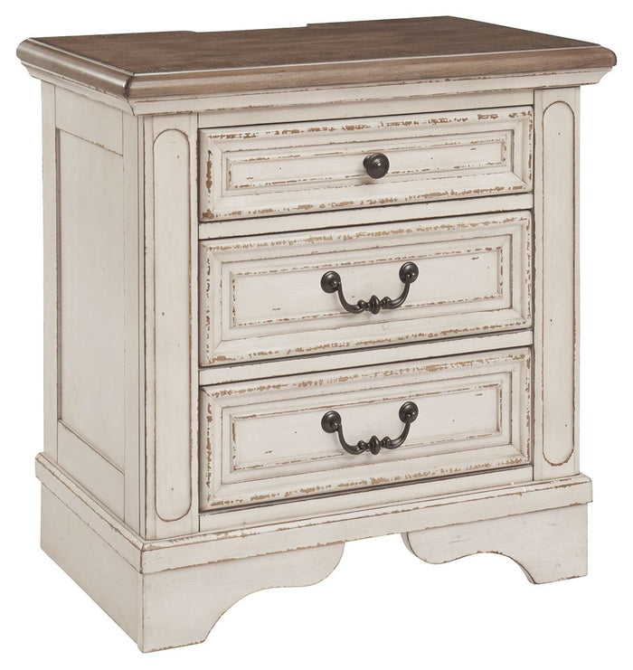 Realyn - Three Drawer Night Stand - White / Brown / Beige image 1