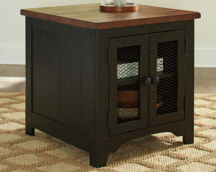 Valebeck - Rectangular End Table - Black / Brown image 2