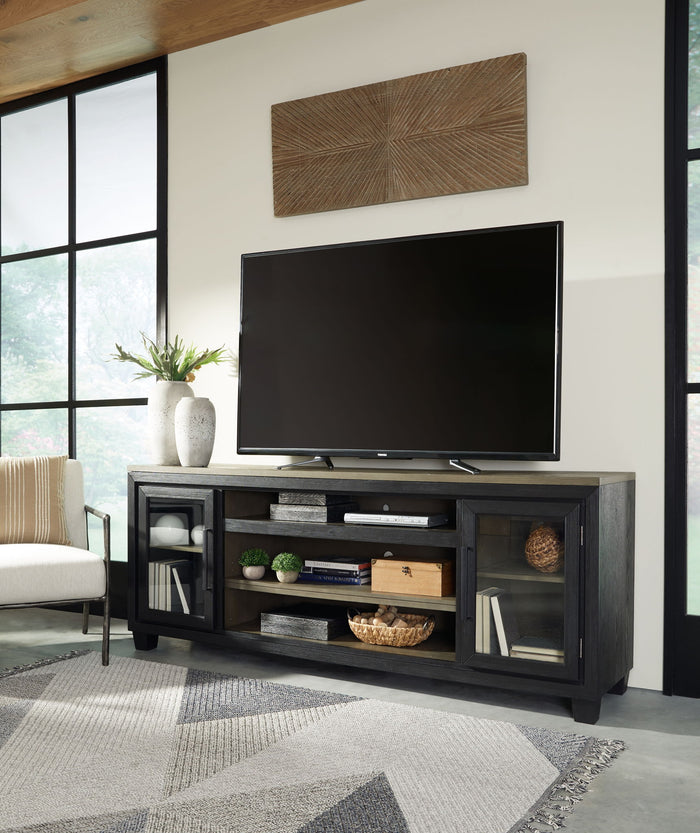 Foyland - XL TV Stand w/Fireplace Option - Black / Brown image 3