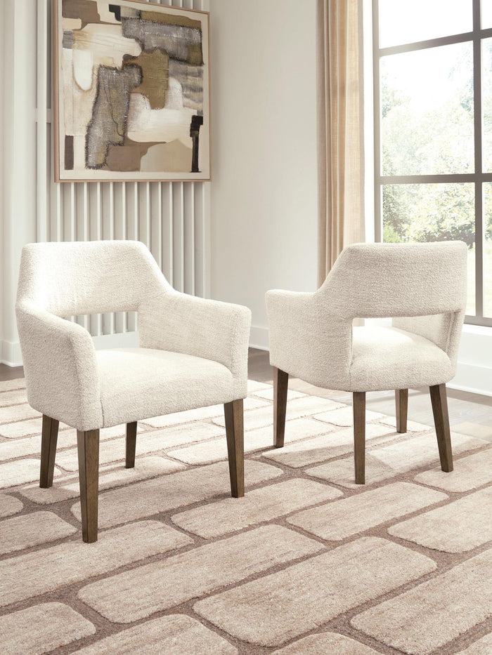 Marxmore - Dining Upholstered Arm Chair (Set of 2) - Beige / Brown image 3