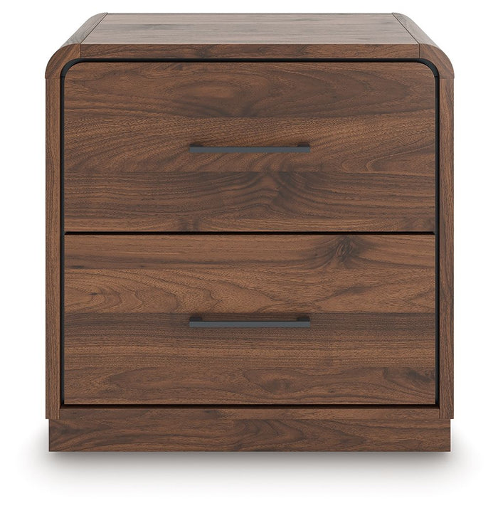 Fortlorn - Two Drawer Night Stand - Walnut Brown image 2