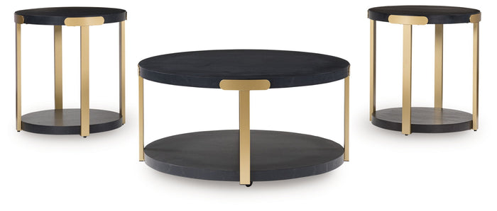 Shylore - Occasional Table Set (Set of 3) - Black / Brass Finish image 2