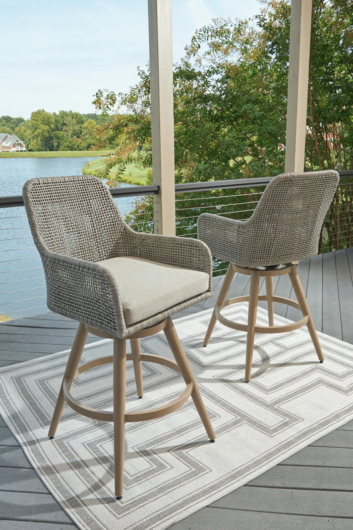 Seton Creek - Barstool With Cushion (Set of 2) - Beige / Gray image 2