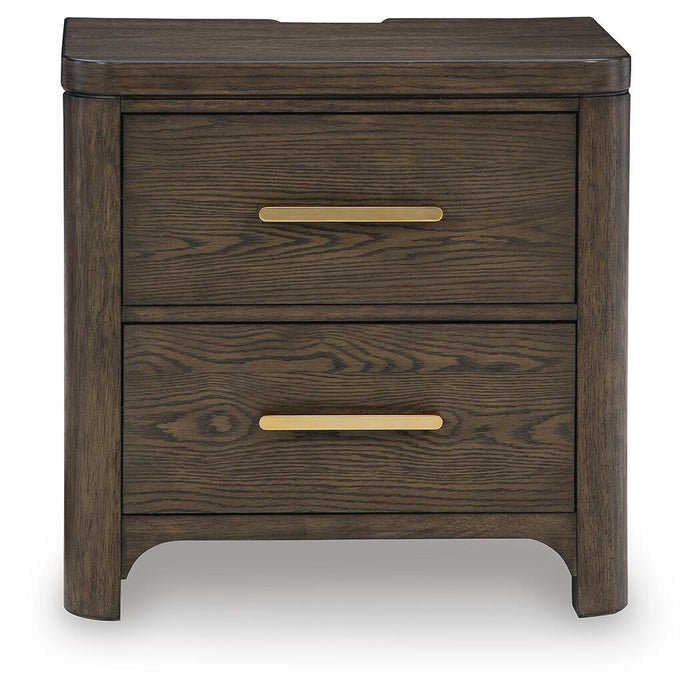 Radkin - Two Drawer Night Stand - Burnished Brown image 2