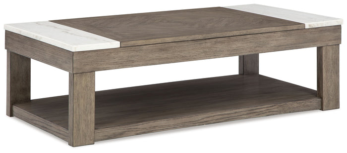 Loyaska - Lift Top Cocktail Table - Grayish Brown / White image 1