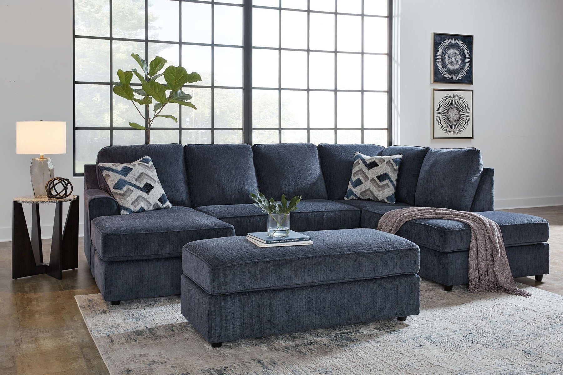 Blue / 3 Pc. - 2-Piece Sectional With Laf Sofa Chaise, Ottoman