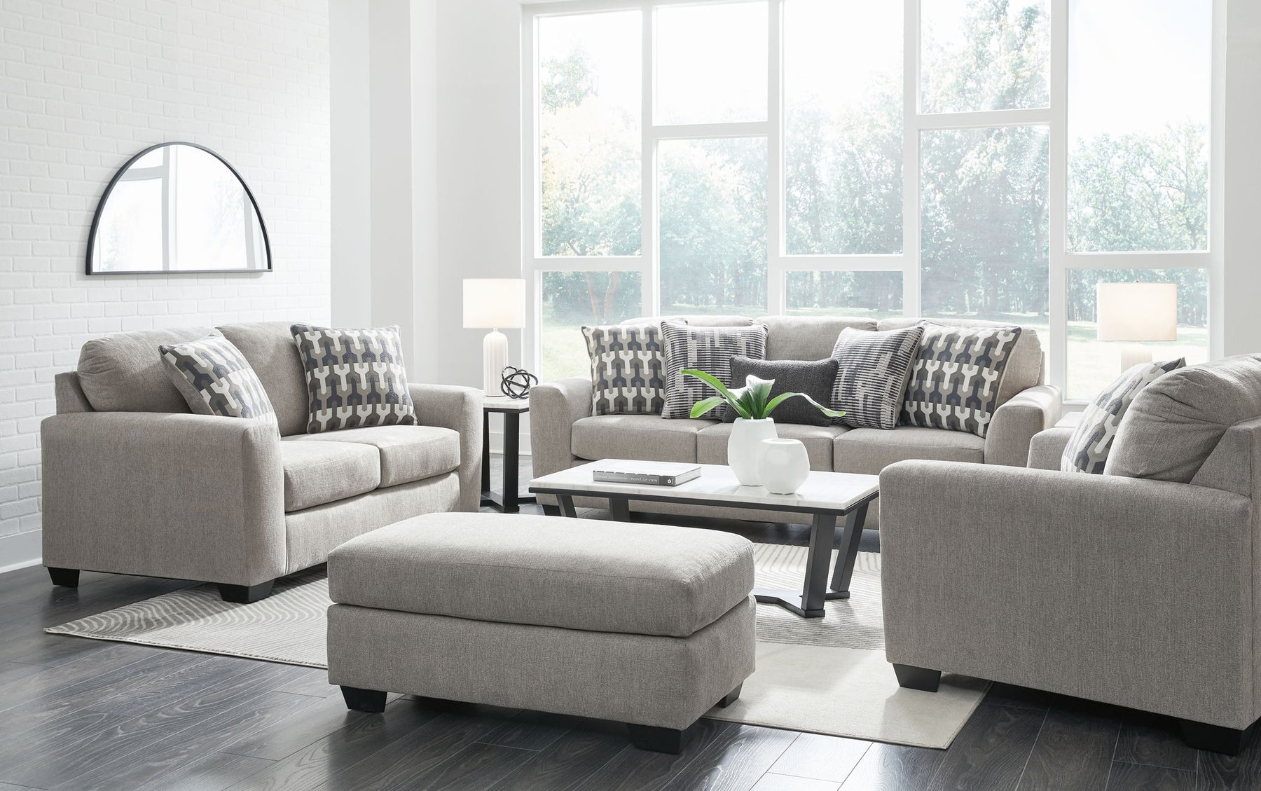 Gray / 4 Pc. Sofa, Loveseat, Chair And A Half, Ottoman