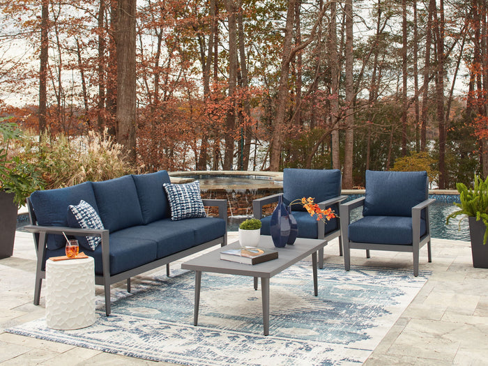 Gali - Sofa / Chairs / Table Set (Set of 4) - Gray / Blue image 2