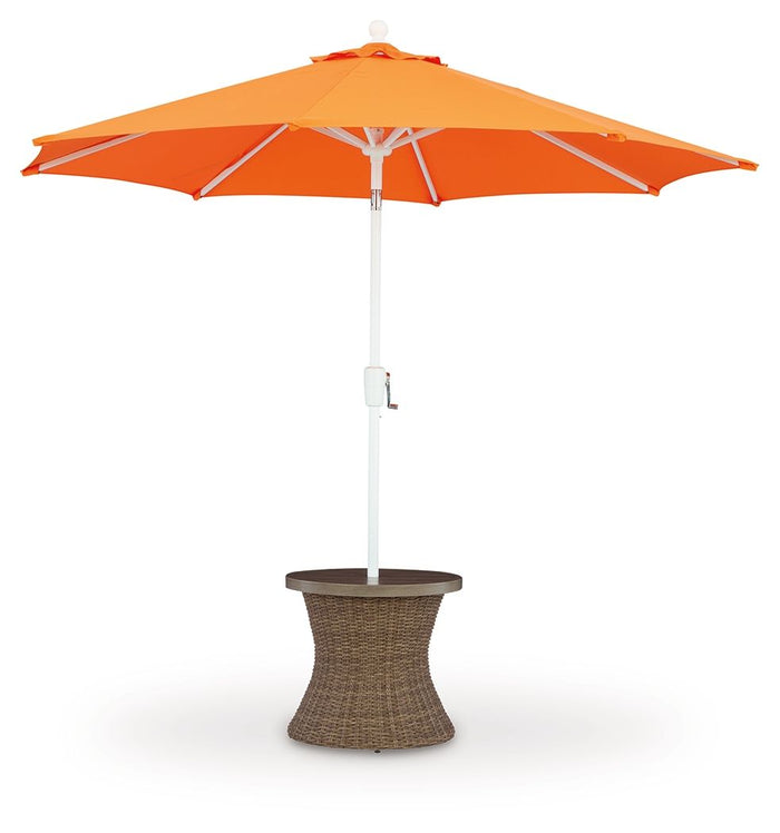 Laguna Heights - Round End Table With Umbrella Option - Beige image 3