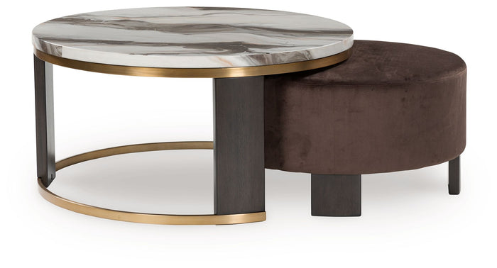 Jazmore - Nesting Cocktail Tables (Set of 2) - Brown / Brass Finish image 2
