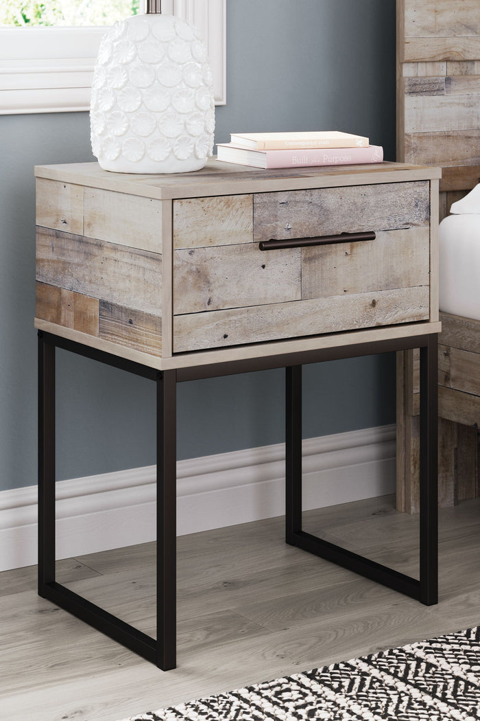 Neilsville - One Drawer Night Stand - Vinyl-Wrapped - Whitewash image 3