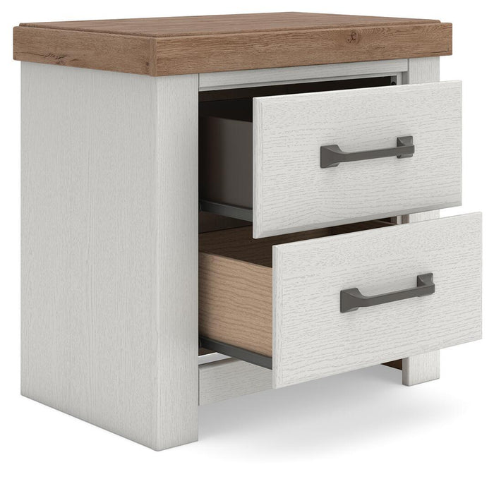Savonport - Two Drawer Night Stand - White / Brown image 2