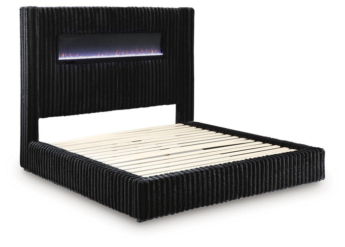 Tayleena - Upholstered Bed With Fireplace And Wireless Audio image 2