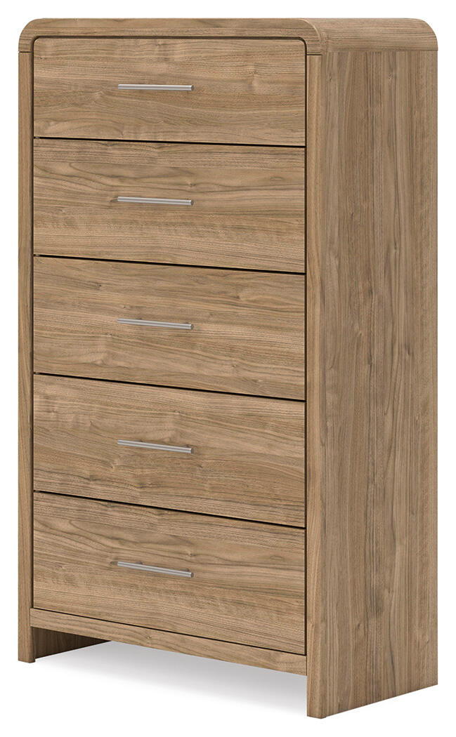 Gramburg - Five Drawer Chest - Warm Natural Brown image 2
