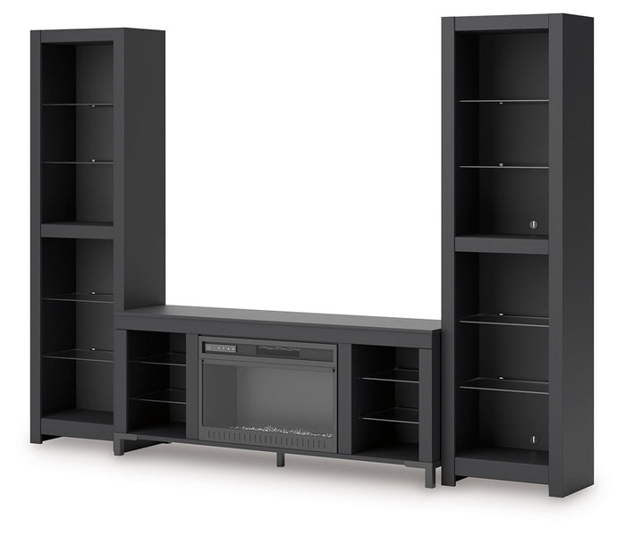 Cayberry - 3-Piece Entertainment Center With Electric Fireplace - Black image 3