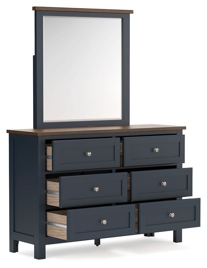 Landocken - Dresser and Mirror - Brown / Blue image 4
