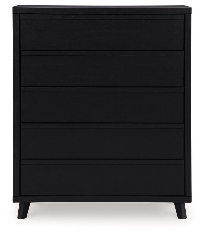 Danziar - Five Drawer Wide Chest - Black image 2