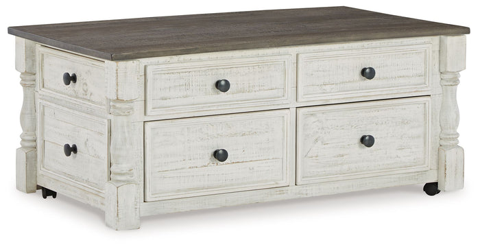 Havalance - Lift Top Cocktail Table with Storage Drawers - White / Gray image 1