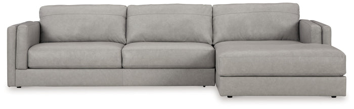 Amiata - 2-Piece Sectional With Raf Corner Chaise - Leather Match - Glacier image 2