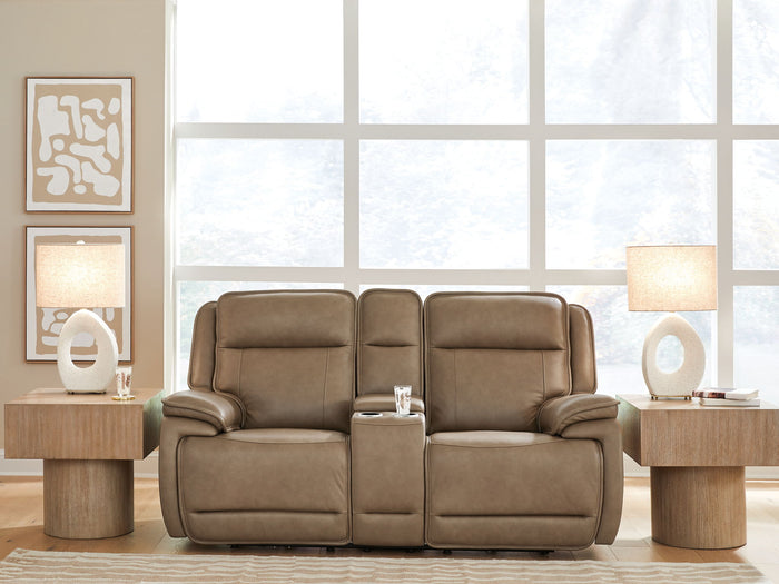 Glencroft - Power Reclining Loveseat With Console / Adjustable Headrest - Sahara image 3