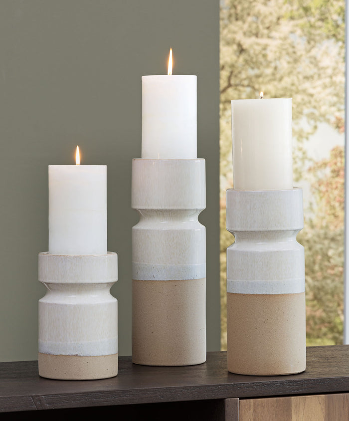 Hurston - Candle Holder Set (Set of 3) - Ivory / Brown image 2