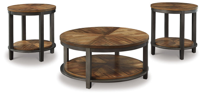 Roybeck - Occasional Table Set (Set of 3) - Light Brown / Bronze image 1
