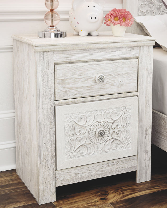 Paxberry - Two Drawer Night Stand - Whitewash image 2
