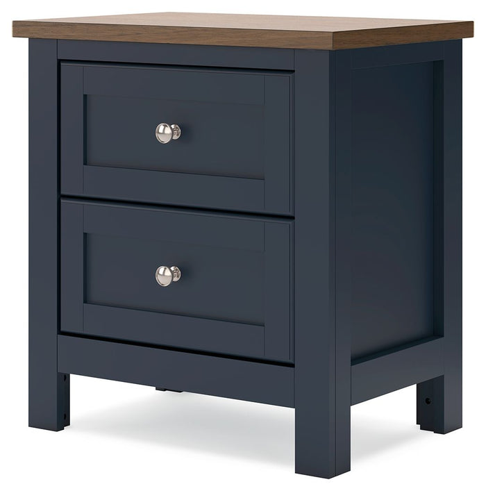 Landocken - Two Drawer Night Stand - Brown / Blue image 2