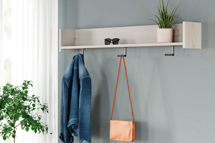 Socalle - Wall Mounted Coat Rack w/Shelf - Light Natural image 2