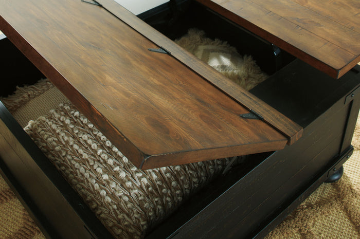 Valebeck - Lift Top Cocktail Table - Black / Brown image 3