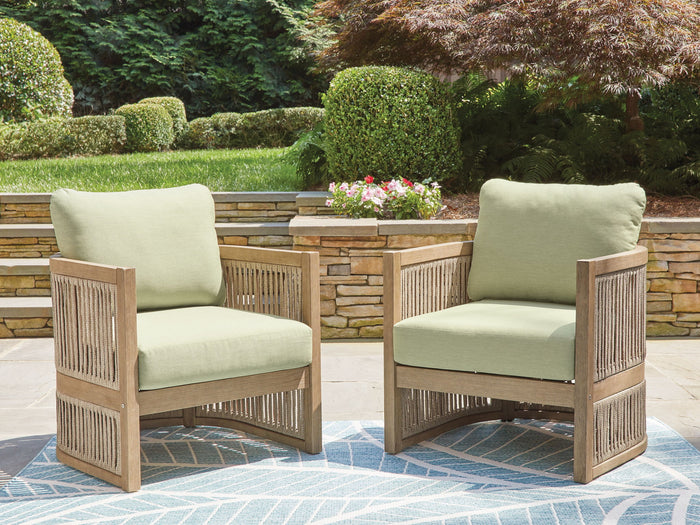 Serena Shores - Lounge Chair With Cushion (Set of 2) - Beige / Green image 2