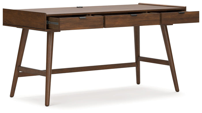 Lyncott - 3 Pc. - Home Office Desk, Chair, Bookcase - Brown image 2
