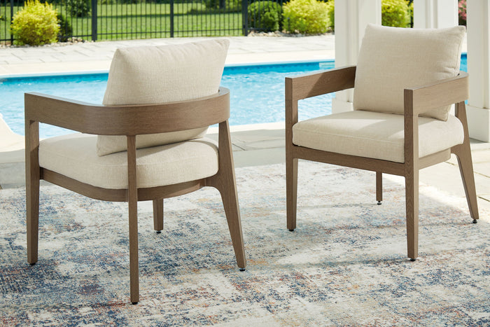 Serene Bay - Arm Chair With Cushion (Set of 2) - Dark Brown / White image 3