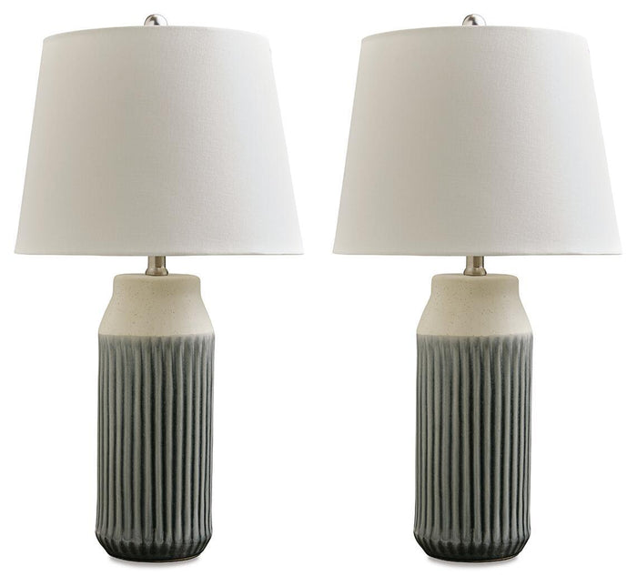 Afener - Ceramic Table Lamp (Set of 2) - Blue / Beige image 1