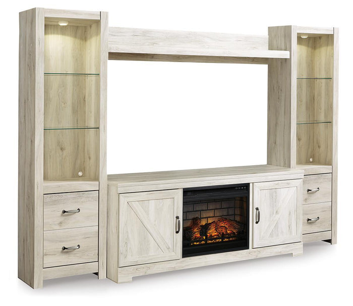 Bellaby - Entertainment Center - TV Stand With Faux Firebrick Fireplace Insert - Whitewash image 1