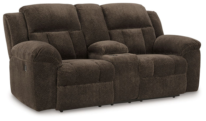 Frohn - Dbl Reclining Loveseat With Console - Fabric - Chocolate image 1